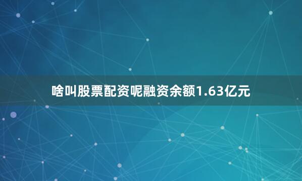 啥叫股票配资呢融资余额1.63亿元